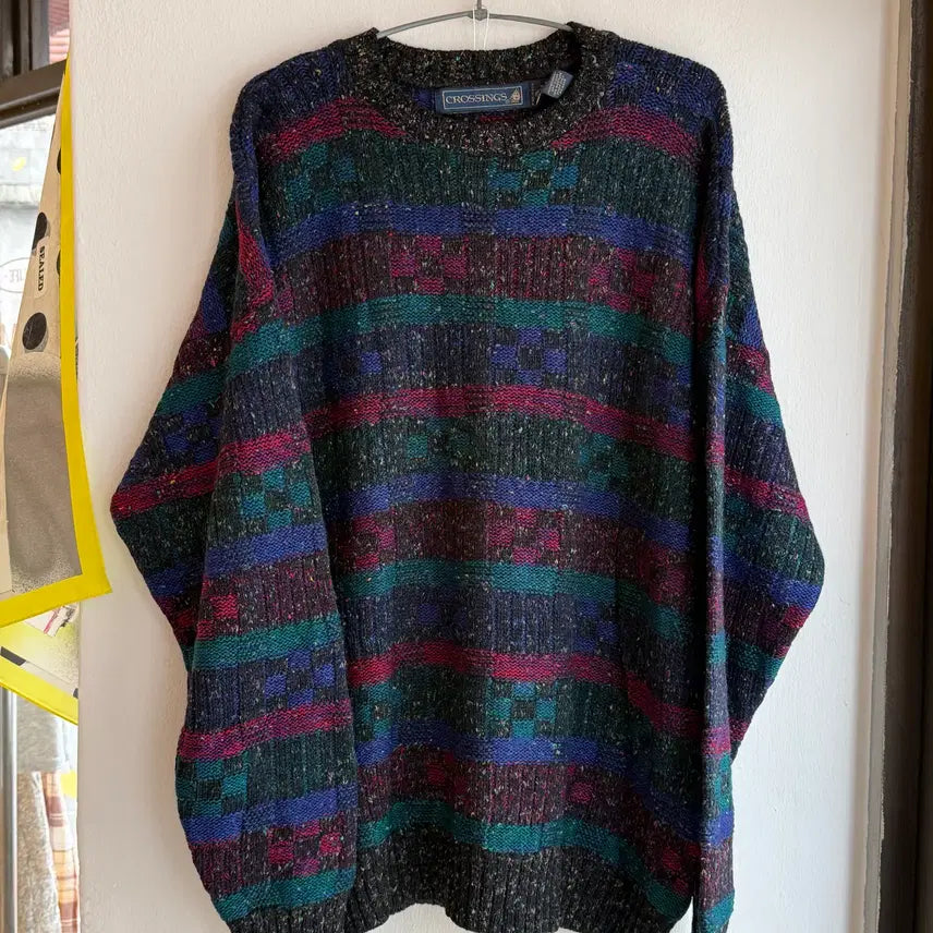 [BUNJANG] CROSSINGS Vintage Pattern Wool Sweater / [L] USA 크로싱스 빈티지 패턴 울 스웨터 CROSSINGS