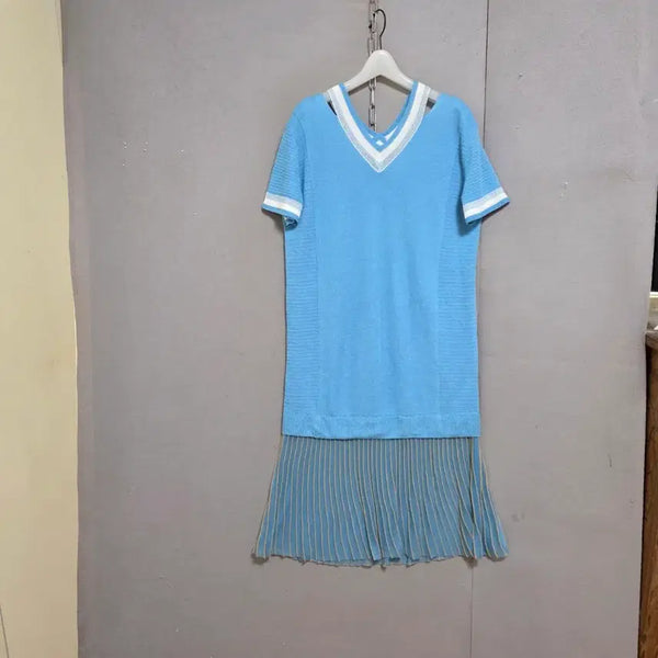 [BUNJANG] 2econdfloor Knit Dress Light Blue Size 90 / 세컨플로워 시원한 니트 원피스 90  n7710