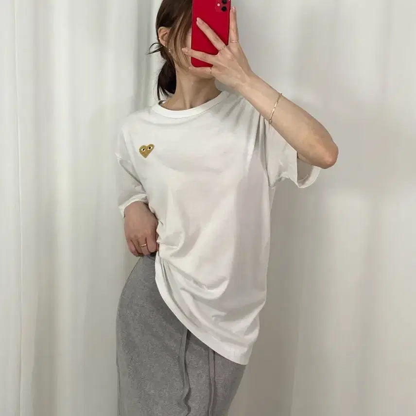 [BUNJANG] Comme des Garçons White Gold-Wappen T-Shirt L / 꼼데가르송 화이트 골드와펜 T