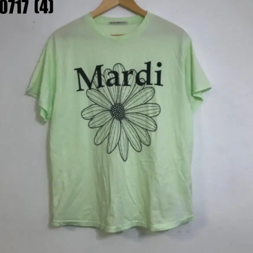 [BUNJANG] Mardi Mercredi Flower Short Sleeve T-Shirt Lime / 마르디 메크르시 플라워 반팔 티셔츠 라임