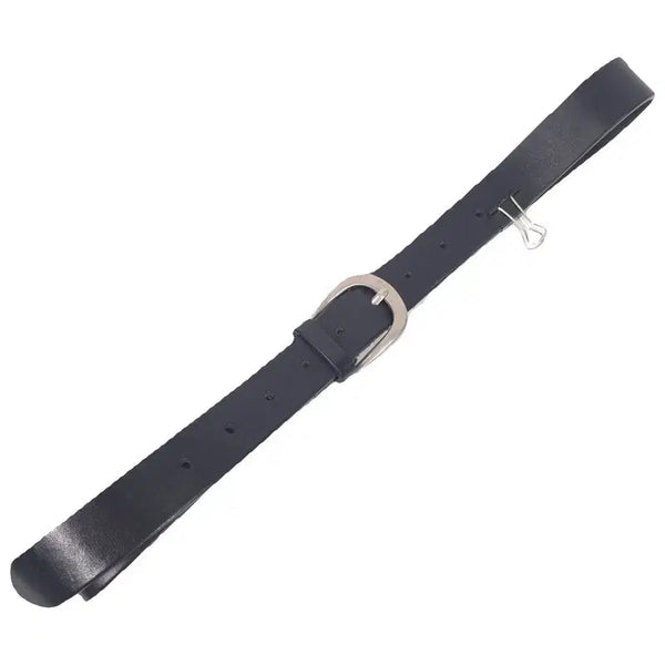 [BUNJANG] Wide Black Leather Chunky Buckle Belt / 와이드 블랙 레더 청키 버클 벨트