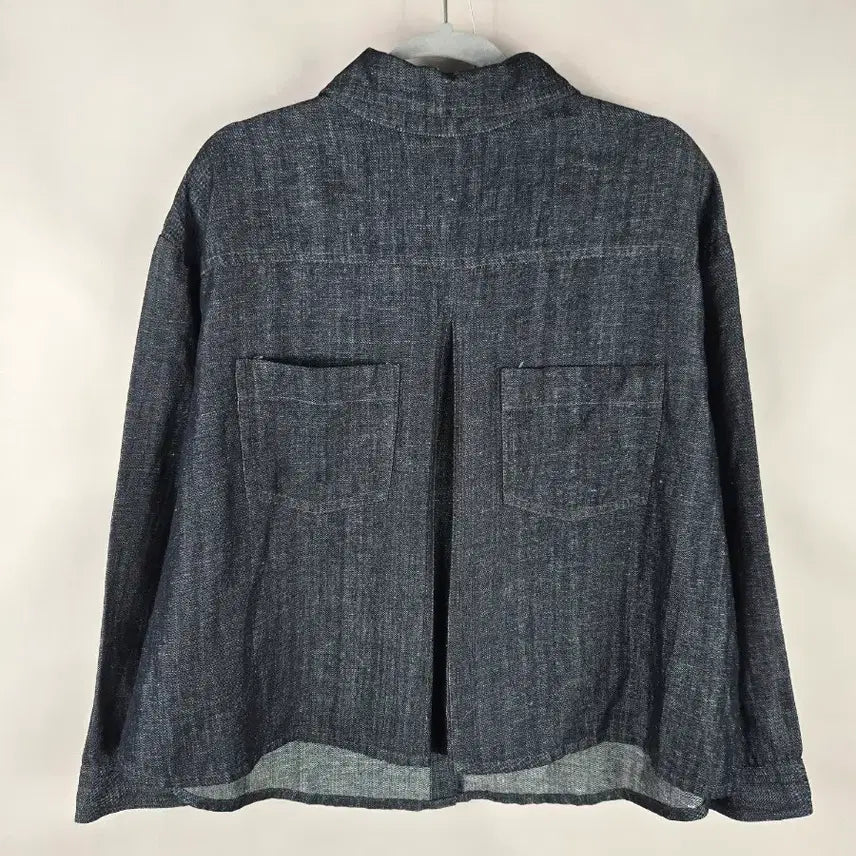 [BUNJANG] Women's Oversized Round Collar Denim Shirt Jacket / [무료배송]여성 F 오버핏 둥근카라 뒷 포켓 포인트 데님 청 셔츠 자켓