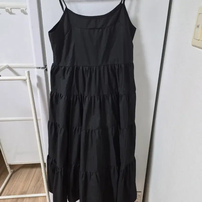 [BUNJANG] Black Tiered Ruffle Bustier Maxi Dress / 블랙 캉캉 원피스 티어드 뷔스티에