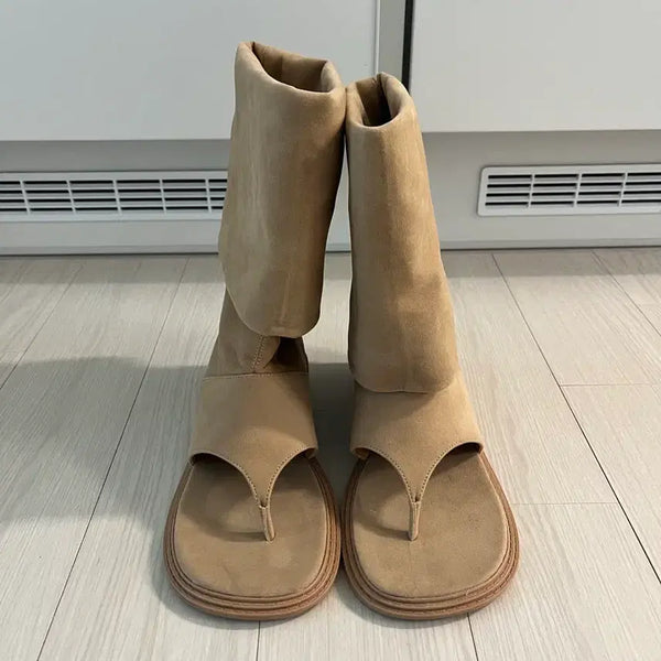 [BUNJANG] Beige Camel Suede Jjori Boots 240 / 베이지 카멜 쪼리 부츠 240