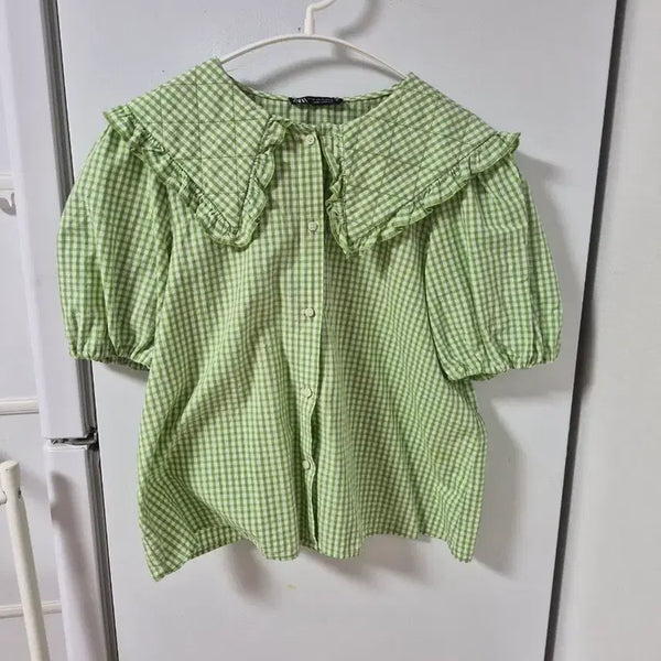[BUNJANG] ZARA Check Sailor Blouse / ZARA 자라 세일러 블라우스 체크