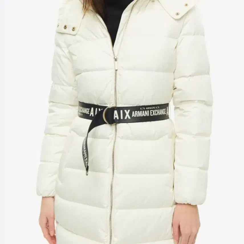 [BUNJANG] A/X Armani Exchange Women's Belted Long Down Jacket White Ivory / A/X 아르마니 익스체인지 여성 패딩 화이트 아이보리 롱패딩 다운 자켓 경량 패딩 여자 벨트
