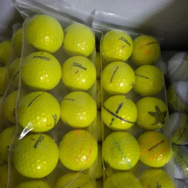 [BUNJANG] Titleist T-Star Tour TRUVIS Yellow Golf Balls (50 Balls) / 타이틀리스트 형광v1x ,4ps 50알 마킹 로스트볼