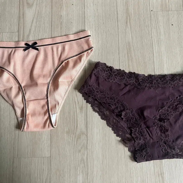 [BUNJANG] Women's Panty Set (Pink/Purple) - 2 Types / 팬티 2종 세트 (핑크/퍼플)