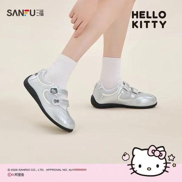 [BUNJANG] Sanrio Hello Kitty Double Strap Mary Jane Sneakers - Silver/White / Hellokitty 메리제인 운동화 산리오 정식 라이선스 은색 더블 스트랩 여성신발(2컬러)