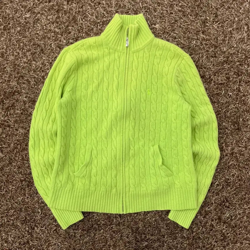 [BUNJANG] L Polo Ralph Lauren Cable Knit Zip-Up Jacket / L 폴로 랄프로렌 케이블 니트 집업 자켓