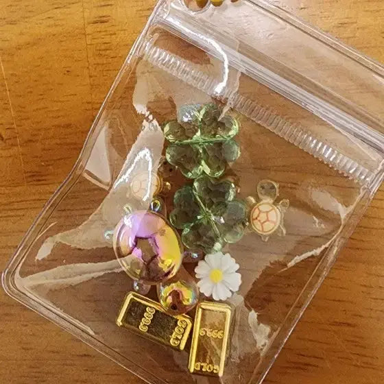[BUNJANG] Lucky Turtle Charm with Clover and Gold Ingot Charms / 재물을 부르는 행운의 거북의 키링