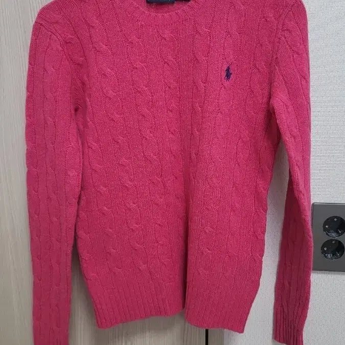 [BUNJANG] Ralph Lauren Pink Cable Knit Sweater XS / 랄프로렌 핑크 케이블 니트 XS
