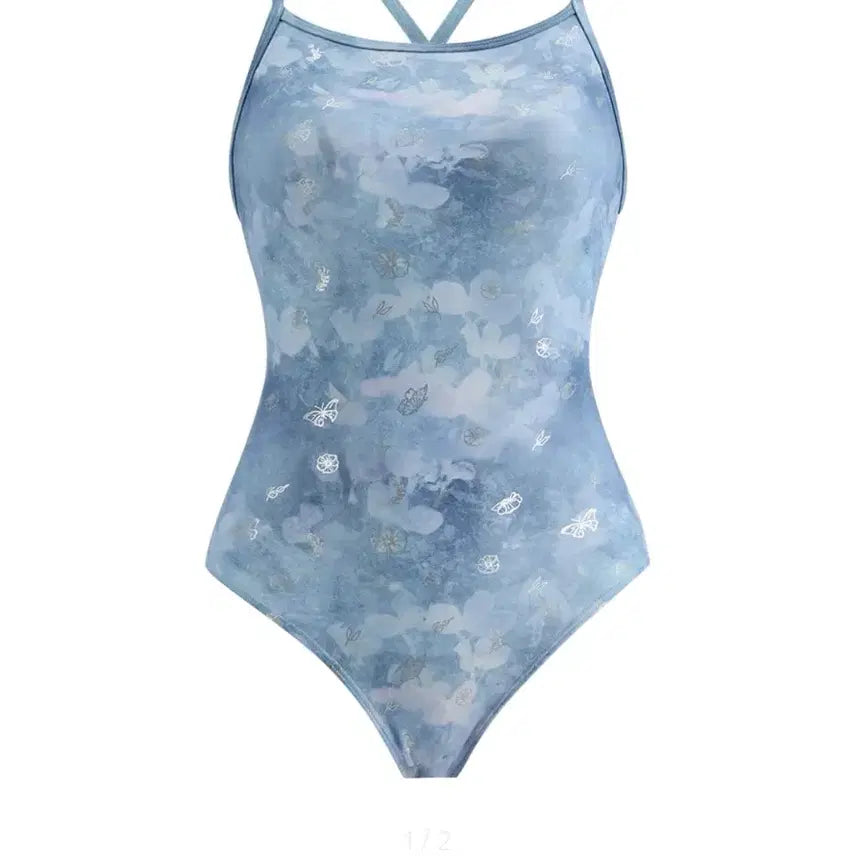 [BUNJANG] Sonya Le Bai Mystic Garden Single Grace Blue Swimsuit / 소냐레바이 미스틱가든 싱글그레이시블루