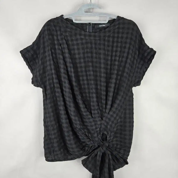[BUNJANG] I's Barbara Women's Loose Fit Wrinkle Fabric Check Dolman Blouse / [무료배송]아이잗바바  85-155 여성 루즈핏 링클 원단 체크 밑단 묶는 돌먼 블라우스