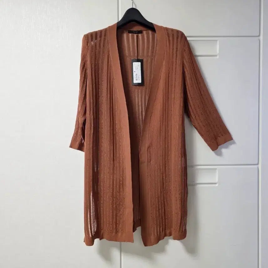 [BUNJANG] THE IZZAT Punching Ribbed Long Cardigan Terracotta Women's Size 55 New / 더아이잗 펀칭 골지 롱가디건 여성 55 새상품