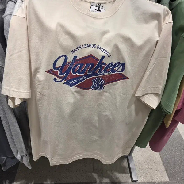 [BUNJANG] MLB New York Yankees Short Sleeve T-Shirt Ivory / MLB 뉴욕 양키스 반팔 티셔츠 아이보리 카리나착용!!