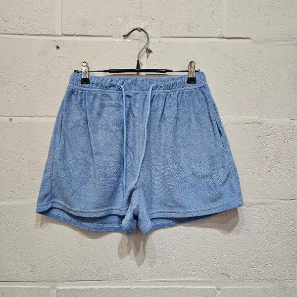 [BUNJANG] Terry Cloth Relaxed Fit Shorts - Sky / 타올재질 허리밴딩 반바지- 하늘