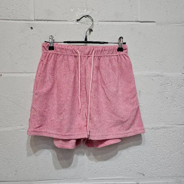 [BUNJANG] Terry Cloth Waistband Shorts - Pink / 타올재질 허리밴딩 반바지- 핑크