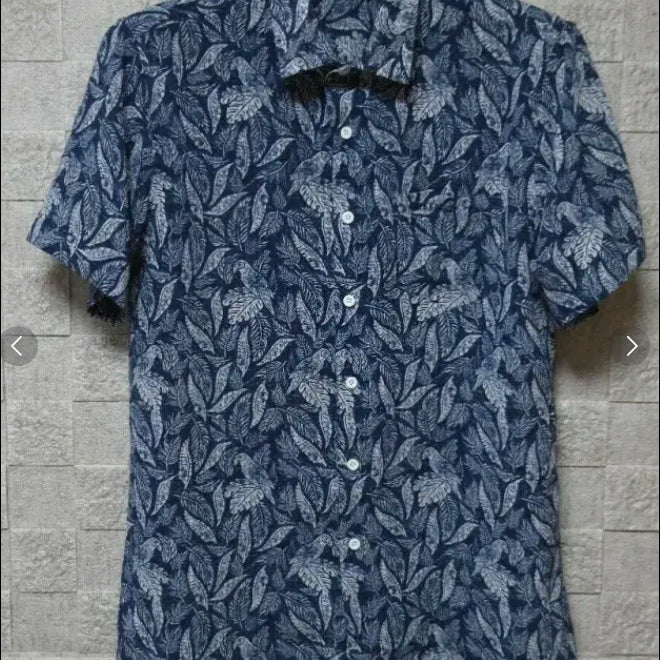 [BUNJANG] Greenjoy Men's Leaf Pattern Short-Sleeve Shirt / 그린조이 남성 리프 패턴 반팔 셔츠