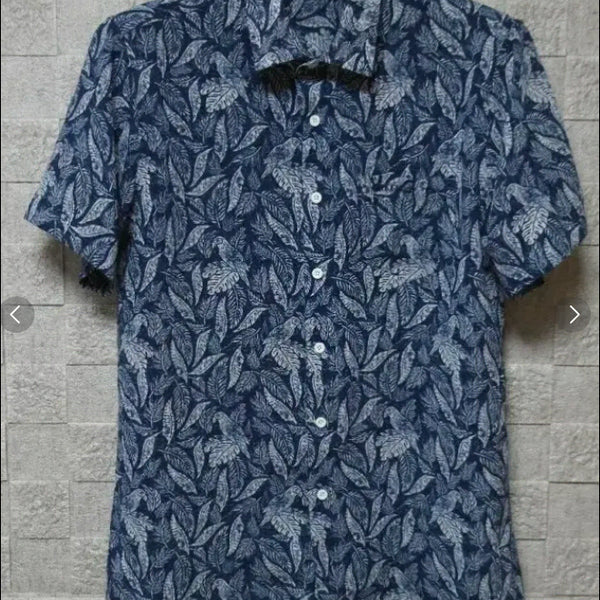 [BUNJANG] Greenjoy Men's Leaf Pattern Short-Sleeve Shirt / 그린조이 남성 리프 패턴 반팔 셔츠