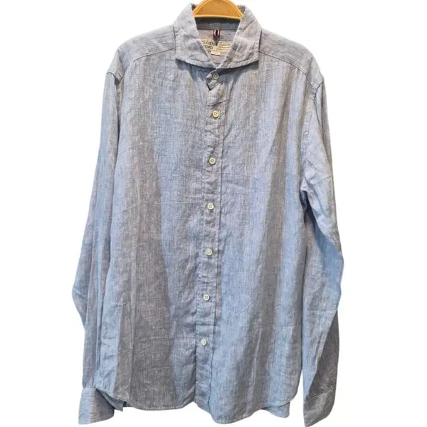 [BUNJANG] Kloster Long Sleeve Linen Shirt Blue / 클로스터 롱슬리브 린넨 셔츠 블루