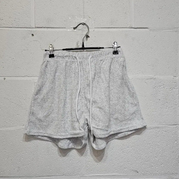 [BUNJANG] Towel Terry Fabric Waistband Shorts - Mélange White / 타올재질 허리밴딩 반바지- 멜란지화이트