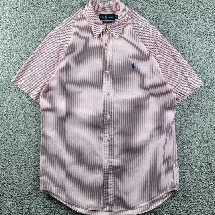 [BUNJANG] Polo Ralph Lauren Pink Stripe Short Sleeve Shirt Size 42 / 폴로랄프로렌 반팔 셔츠 ( 42 ) / 12977