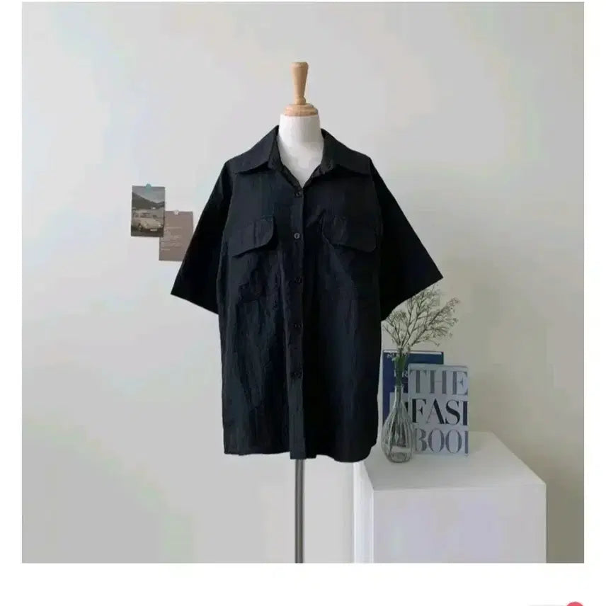 [BUNJANG] Nylon Boxy Fit Short Sleeve Shirt - Black / 나일론 박시핏 반팔 셔츠 - 블랙