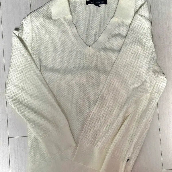 [BUNJANG] Tommy Hilfiger White Cotton Knit Sweater / 타미힐피거 화이트 코튼 니트