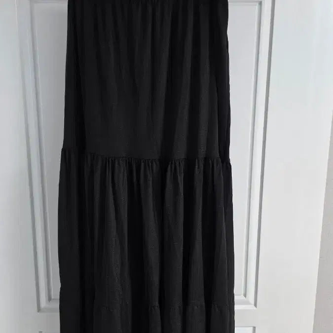 [BUNJANG] Black Summer Cool Fabric Long Skirt (Size 55-77) / 새상품 여름 캉캉 롱스커트(55-77반)