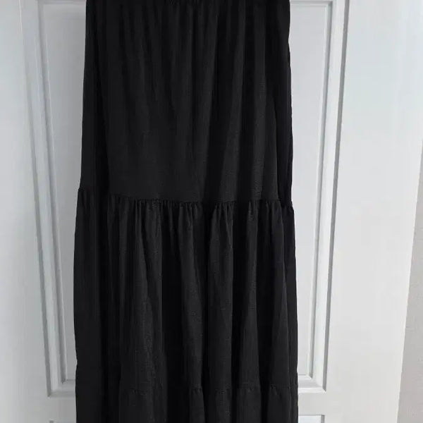 [BUNJANG] Black Summer Cool Fabric Long Skirt (Size 55-77) / 새상품 여름 캉캉 롱스커트(55-77반)
