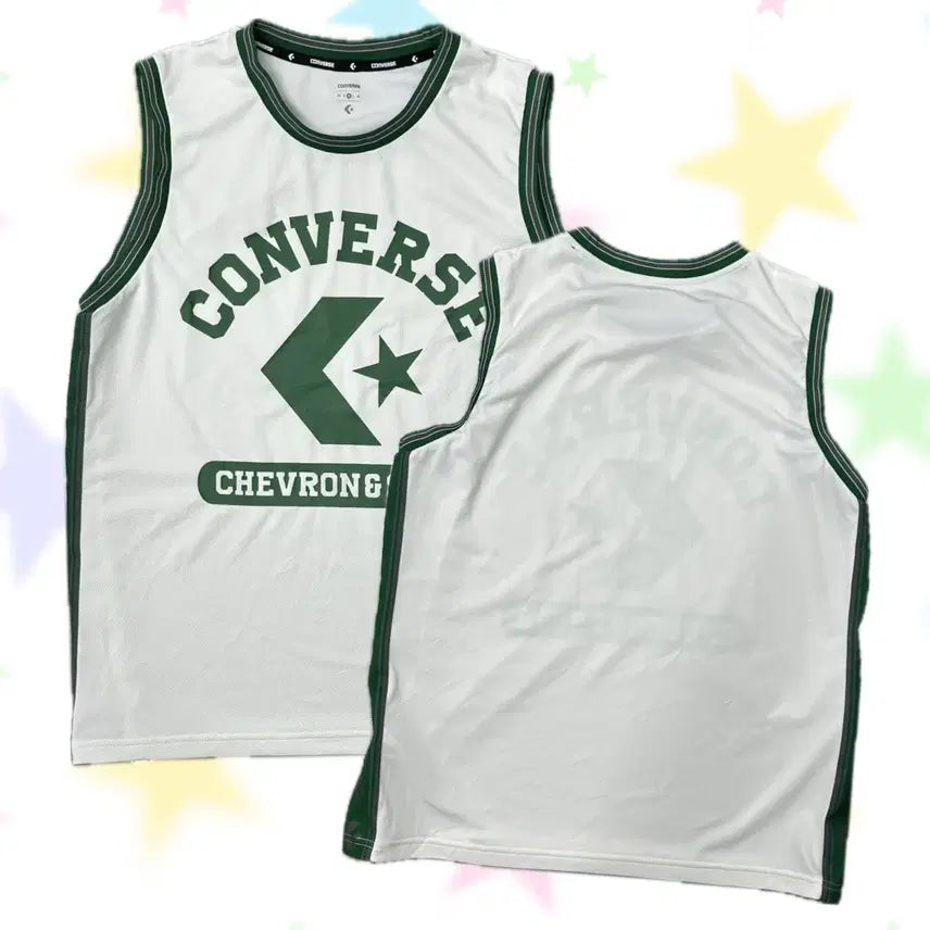 [BUNJANG] Japanese Vintage Y2K Green Jersey Sleeveless Top / 일본빈티지 컨버스 프린팅 그린 Y2K 져지재질 농구복 민소매