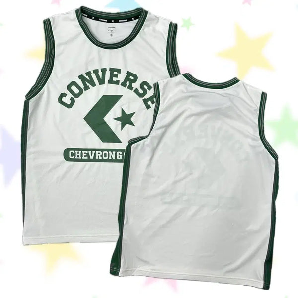 [BUNJANG] Japanese Vintage Y2K Green Jersey Sleeveless Top / 일본빈티지 컨버스 프린팅 그린 Y2K 져지재질 농구복 민소매
