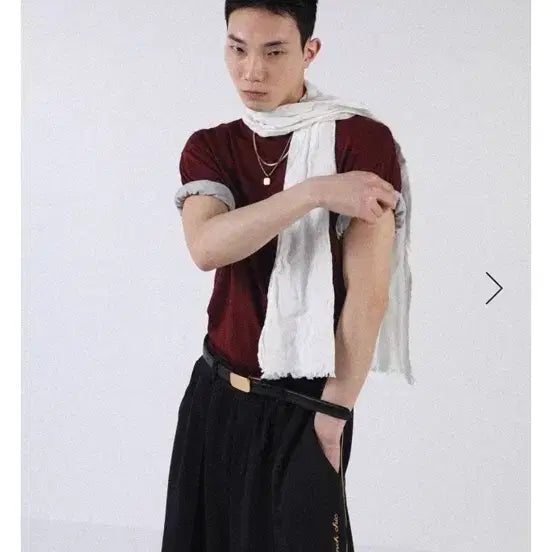 [BUNJANG] New Chief Chic DP Layered T-Shirt Wine / 뉴치프시크 디피 레이어드 티셔츠 와인