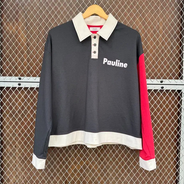 [BUNJANG] Studio Tomboy Colorblock Collar Oversized Long Sleeve T-Shirt / 스튜디오톰보이 맨투맨 배색 카라 오버핏 긴팔 티셔츠 F