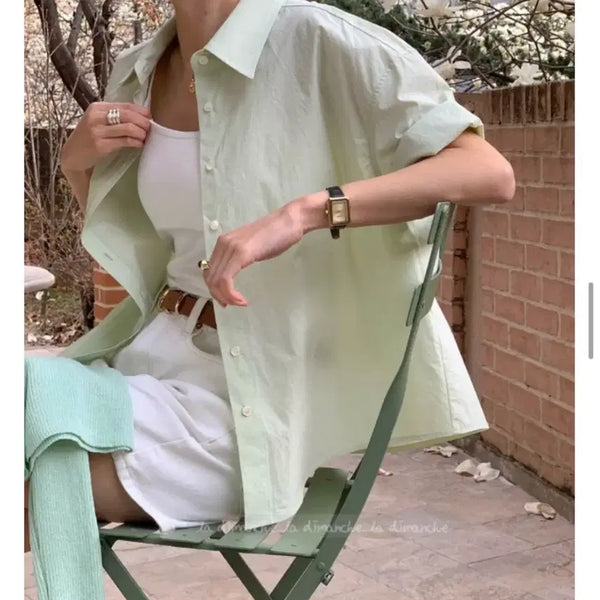 [BUNJANG] Mint Short Sleeve Shirt / 민트색 반팔 셔츠