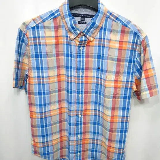 [BUNJANG] Tommy Hilfiger Men's Plaid Short Sleeve Shirt / 타미힐피거 남성 체크 반팔 셔츠 105