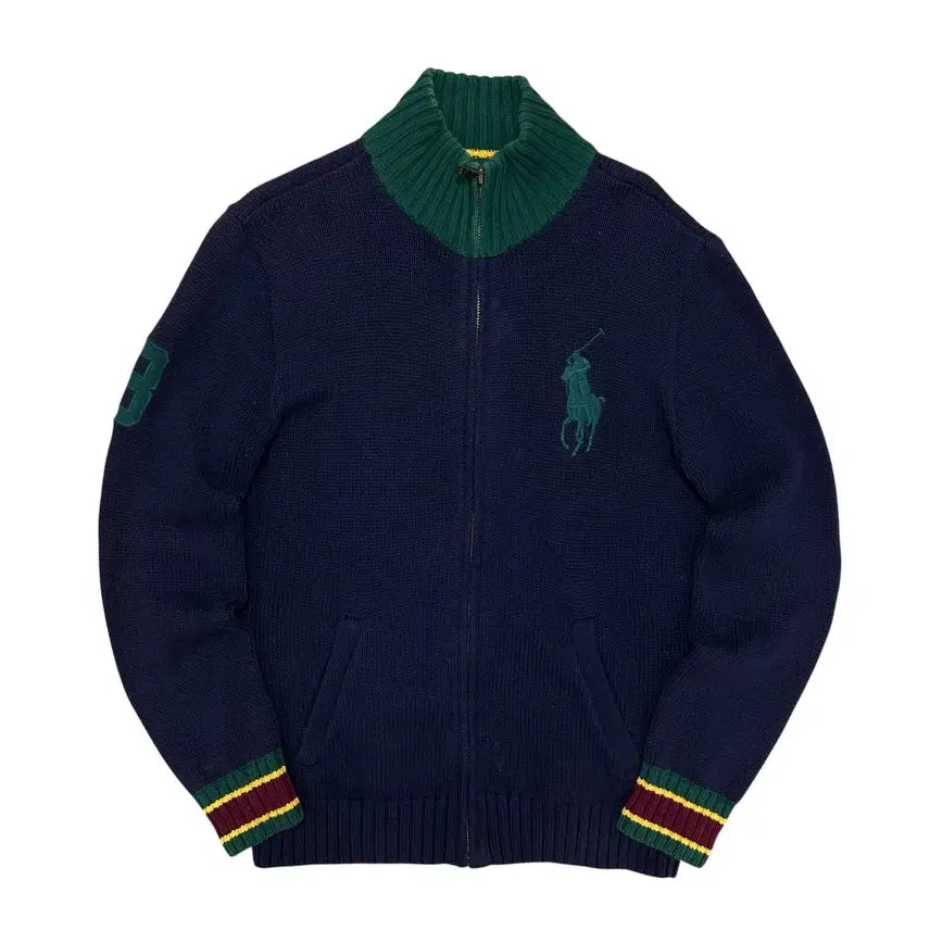 [BUNJANG] Polo Ralph Lauren Big Pony Navy Knit Zip-Up (L) / 폴로 빅포니 네이비 니트집업(L(14-16))