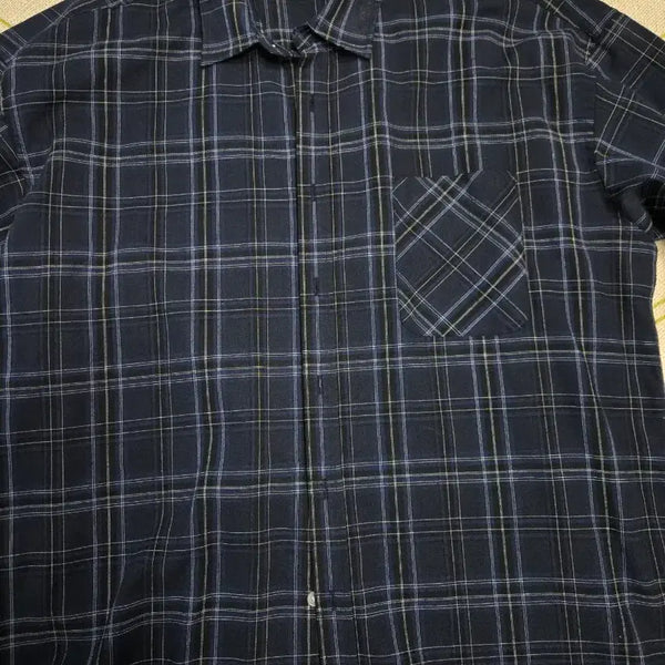 [BUNJANG] Lhomme Check Pattern Navy Shirt / 엘홈 체크 남방