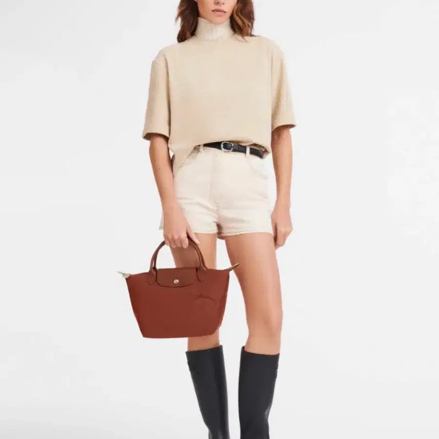 [BUNJANG] Longchamp Le Pliage Green S Handbag Chestnut / 롱샴 르플리아쥬 그린 핸드백 S 체스트넛