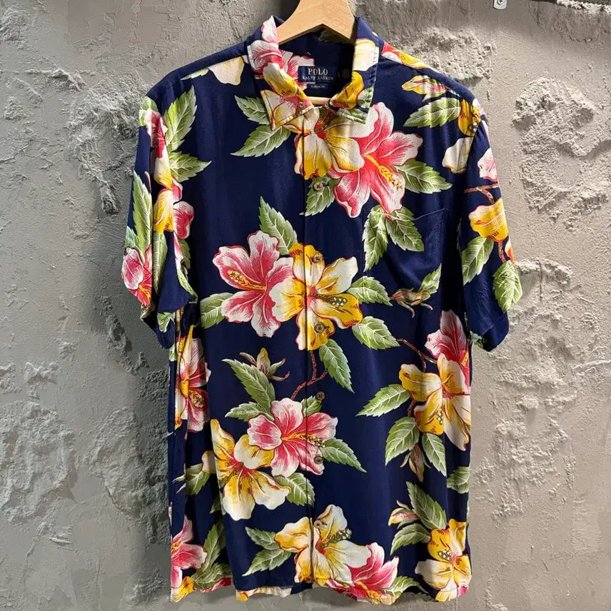 [BUNJANG] Polo Ralph Lauren Hawaiian Viscose Shirt Navy / [L] 폴로 POLO 하와이안 비스코스 셔츠 네이비