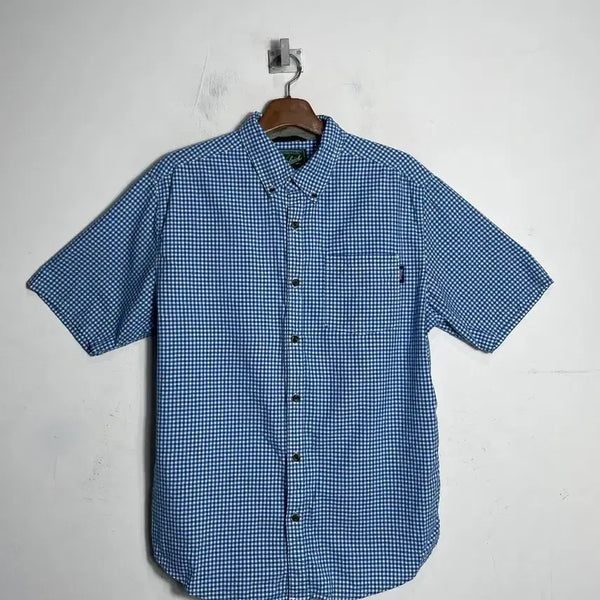 [BUNJANG] Woolrich Blue Check Short Sleeve Shirt / 울리치 블루 체크 반팔 셔츠