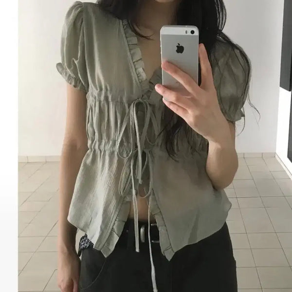 [BUNJANG] Mienne Muse Shirring Blouse / [미엔느] muse shirring blouse / 뮤즈 셔링 블라우스 (1회 착용)