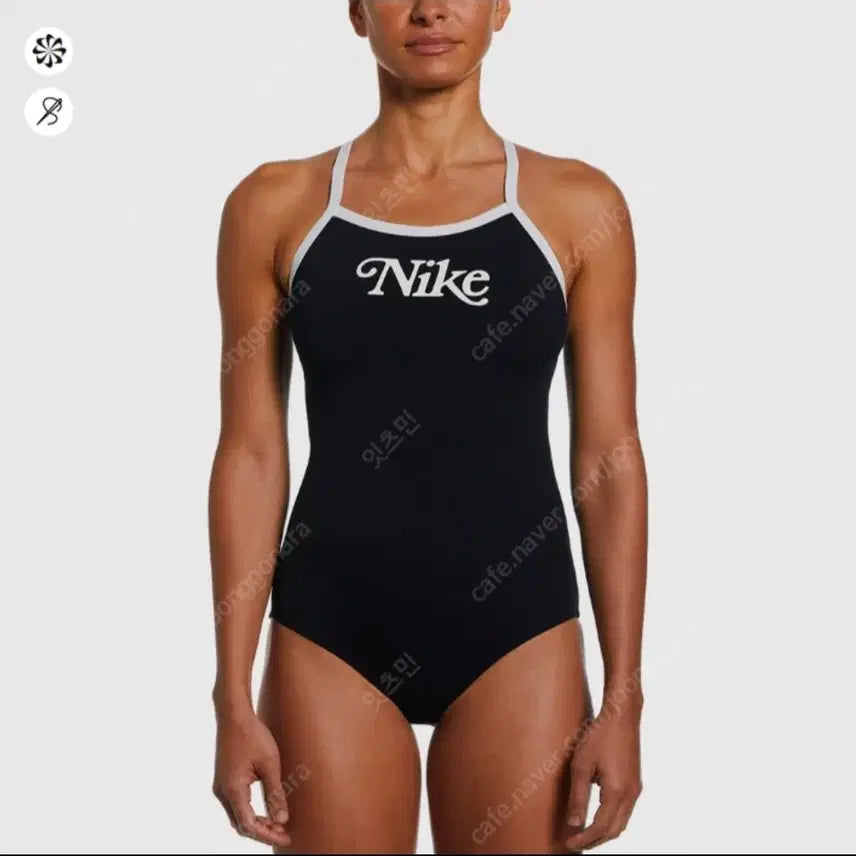 [BUNJANG] Nike Swim Heritage Retro Logo Racerback Swimsuit Black 26 / 나이키 스윔 헤리티지 레트로 로고 레이서백 블랙26