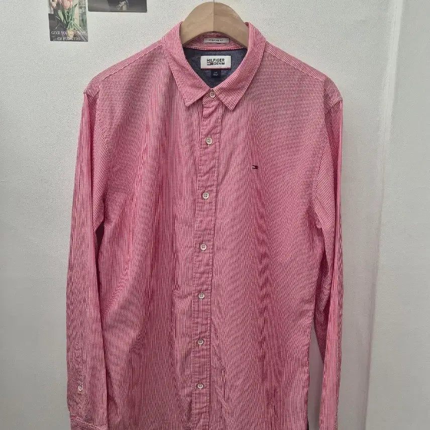 [BUNJANG] Tommy Hilfiger Pink Stripe Shirt - Size L / 타미힐피거 핑크 스트라이프 셔츠 L 사이즈
