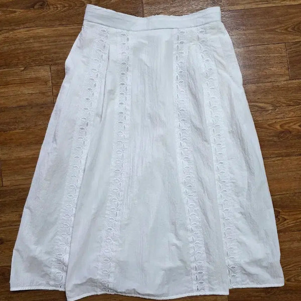 [BUNJANG] Hazzys Lace Detail Midi Skirt White / 헤지스스커트