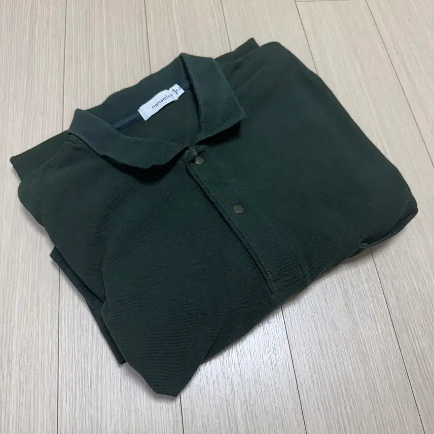 [BUNJANG] nanamica Stripe Collar T-shirt Green L / 나나미카 카라티 그린 L