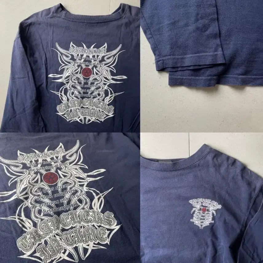 [BUNJANG] Vintage Graphic Long Sleeve T-Shirt Navy / 빈티지 그래픽 긴팔 티셔츠 네이비