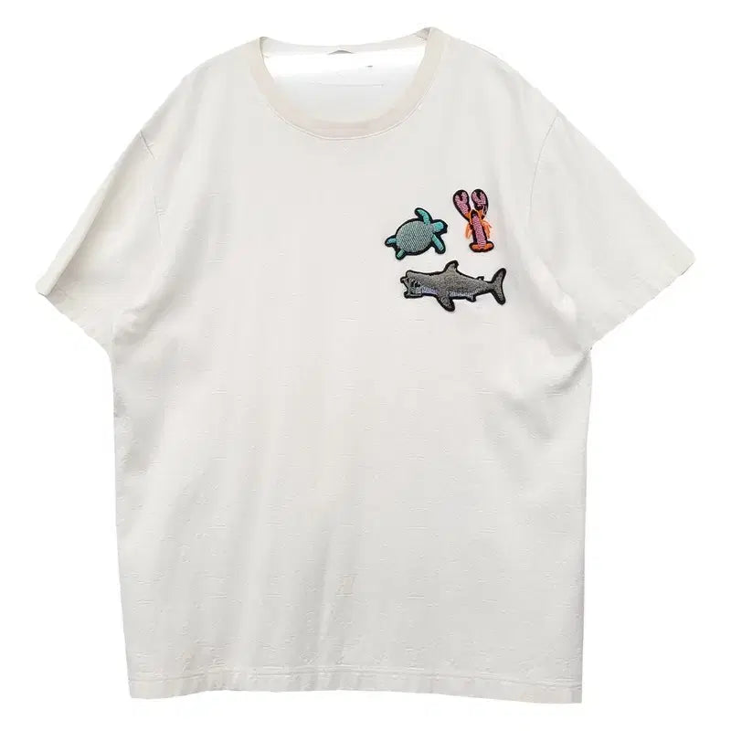 [BUNJANG] Louis Vuitton Embellished Animal Monogram Short Sleeve T-Shirt XL / 루이비통 비즈 애니멀 풀 모노그램 반팔티 XL