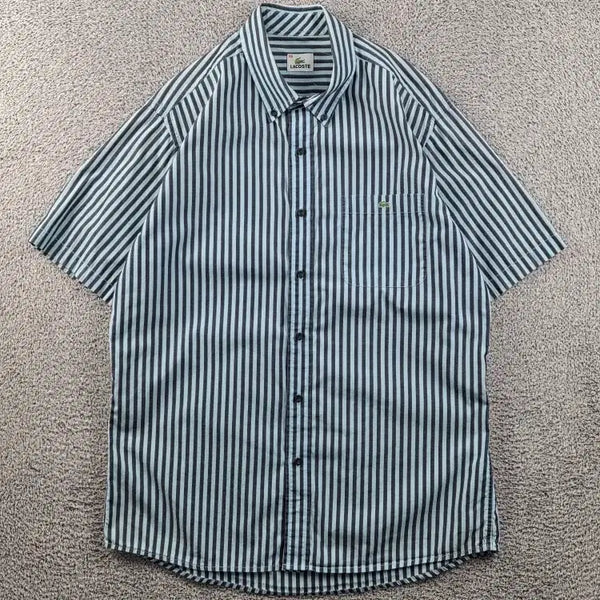 [BUNJANG] Lacoste Short Sleeve Shirt Black White Stripe Size 105 / 라코스테 반팔 셔츠 ( 105 ) / 12979